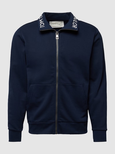 Tom Tailor Sweatjack met labelprint en steekzakken Donkerblauw - 2