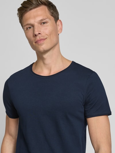 JOOP! Jeans T-Shirt mit geripptem Rundhalsausschnitt Modell 'Caspian' Marine 3
