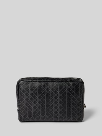 Productfoto, Tasche aus Rindsleder mit Trageschlaufe van CK Calvin Klein, zwart leer met logo-patroon, ritsvak, labeldetail, 20x13x3 cm, riem 20 cm