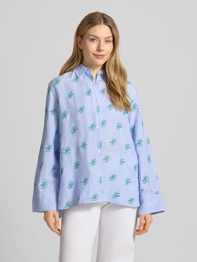 Tommy Hilfiger Oversized Hemdbluse aus Leinen-Viskose-Mix Hellblau 4