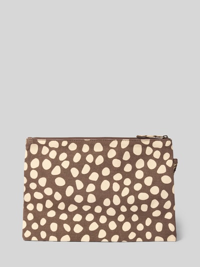 Productfoto, clutch met logopatch model 'Juno' van Barts, bruin en beige, puur katoen, hoofdvak met ritssluiting, 31x32x1 cm