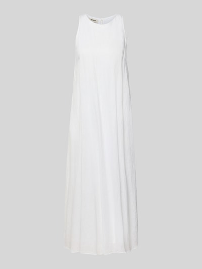 Produktfoto, weißes Midikleid aus reinem Leinen in A-Linie mit Rundhalsausschnitt, Modell 'UKARA' von ECOALF, glatte Textur