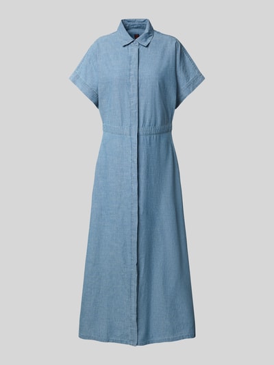 Stefanel Sukienka koszulowa z imitacji denimu z krytą listwą guzikową Jeansowy niebieski 2