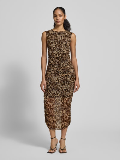 LOLLYS LAUNDRY Długa sukienka z okrągłym dekoltem Jasnobrązowy 4