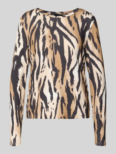 monari Bluzka z długim rękawem i prążkowanym, okrągłym dekoltem Koniakowy 2