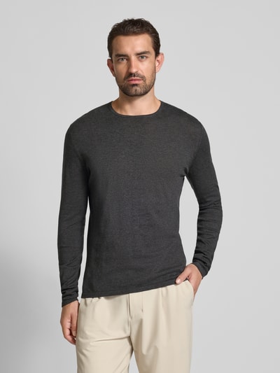 Christian Berg Men Regular fit pullover van puur katoen in gebreide look Donkergrijs gemêleerd - 4