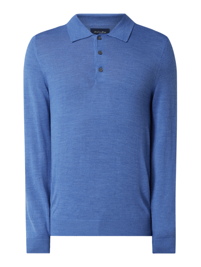 Christian Berg Men Pullover mit Polokragen Blau Melange 2