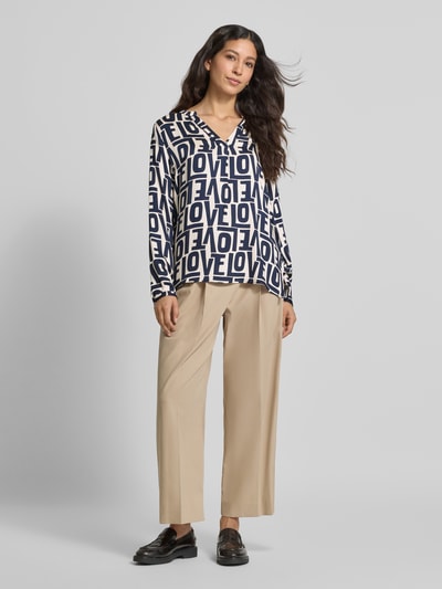 Milano Italy Blouseshirt met V-hals Marineblauw - 1