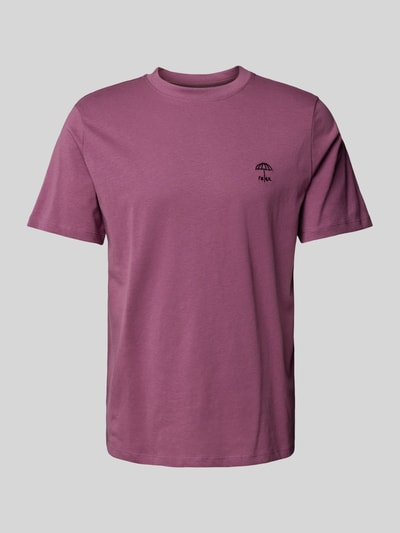 Blend T-Shirt mit geripptem Rundhalsausschnitt Modell 'JENS' Aubergine 2
