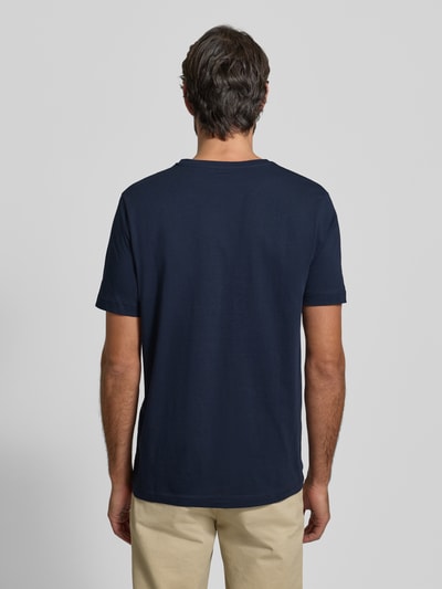 Fynch-Hatton T-Shirt mit Label-Stitching Marine 5