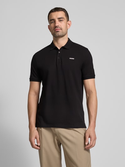 HUGO Poloshirt mit Label-Print Modell 'Donos' Black 4