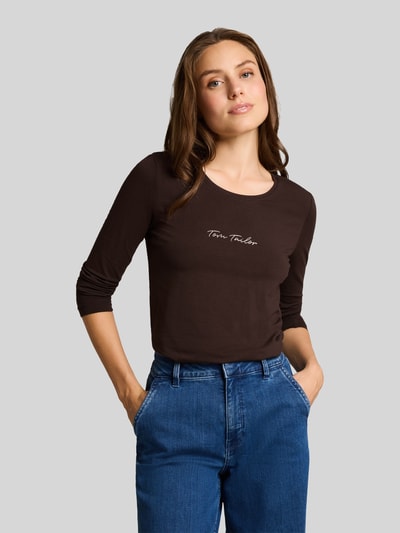Tom Tailor Longsleeve mit Logo-Schriftzug Dunkelbraun 4