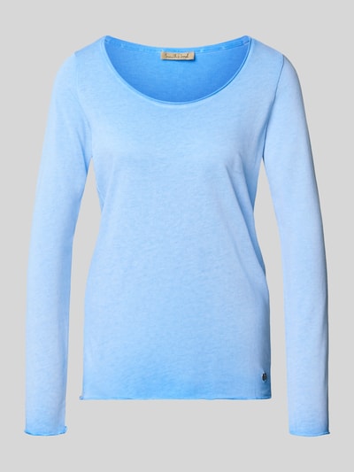 Produktfoto, Regular Fit Langarmshirt aus Baumwoll-Mix von Smith and Soul in Hellblau, Kräuselsäume, Rundhalsausschnitt, glatte Textur