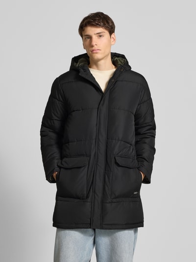 Blend Gewatteerde lange jas met klepzakken, model 'ONLGABI' Zwart - 4