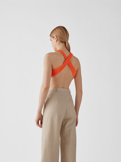 Helmut Lang Rückenfreies Crop Top mit Strickmuster Orange 5