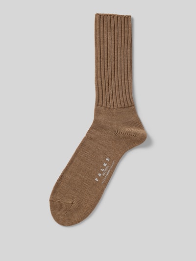 Falke Socken aus Schurwoll-Mix mit Label-Detail Modell 'Nelson' Sand Melange 1