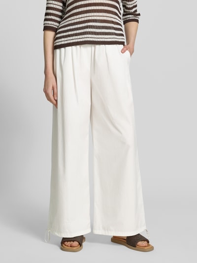 Weekend Max Mara Regular Fit Weite Hose aus reiner Baumwolle Modell 'BELLICO' Weiss 4