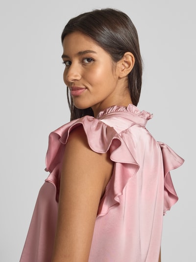 Neo Noir Regular fit blousetop met opstaande kraag, model 'Stella' Rosé - 3