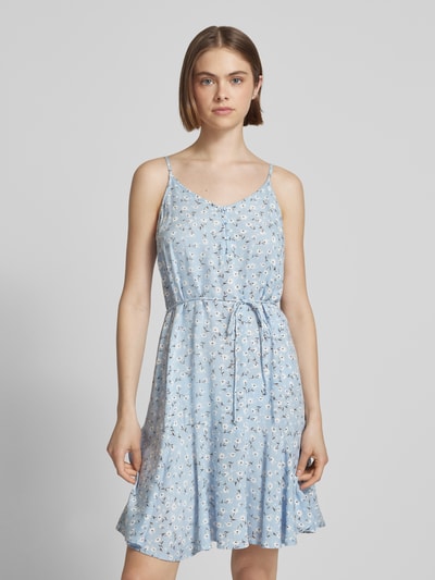 Pieces Getailleerde mini-jurk met tailleband, model 'NYA' Lichtblauw - 4