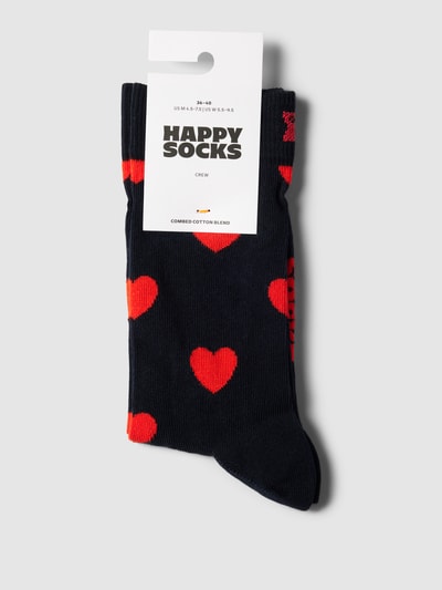 Happy Socks Sokken met motiefprint, model 'Hearts' Marineblauw - 3