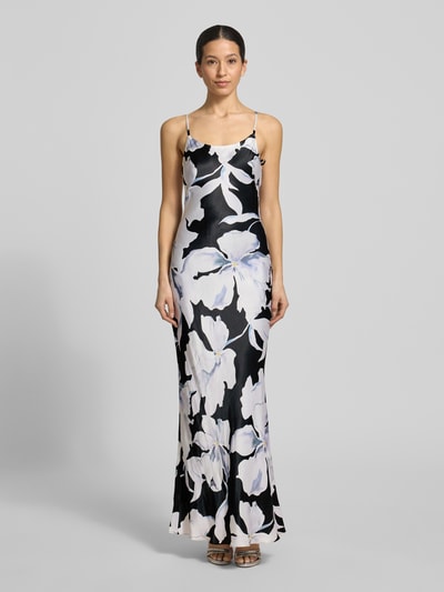 Frauenmodel trägt Maxikleid im Allover-Look Modell 'Valentina' von Forever New aus Reine Viskose, Figurbetont, Spaghettiträger, Ganzkörperansicht von vorne.
