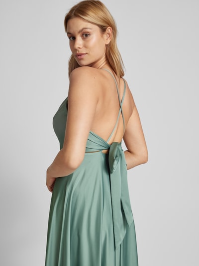 Jake*s Cocktail Knielanges Cocktailkleid mit V-Ausschnitt Khaki Melange 3