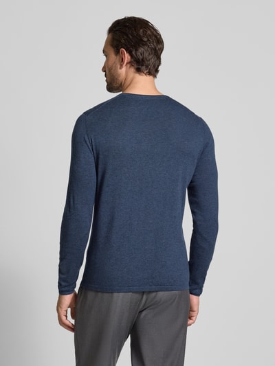 Christian Berg Men Regular fit pullover van puur katoen in gebreide look Marineblauw gemêleerd - 5