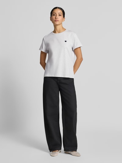 OPUS Relaxed Fit T-Shirt mit Motiv-Stitching Modell 'Serz' Mittelgrau 1