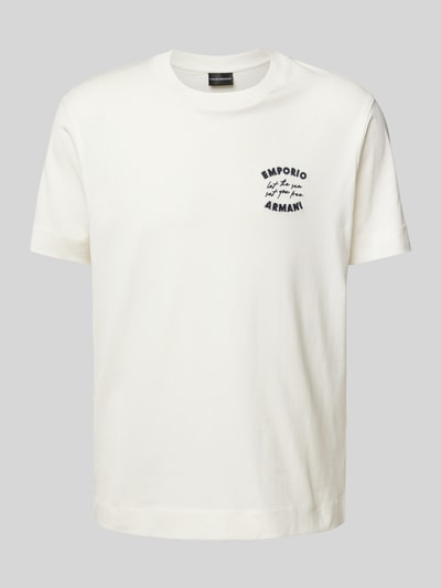 Emporio Armani T-Shirt mit Label-Stitching Offwhite 1