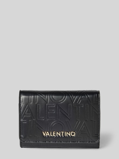 VALENTINO BAGS Portfel z fakturowanym wzorem z logo model ‘LIO RE’ Czarny 1