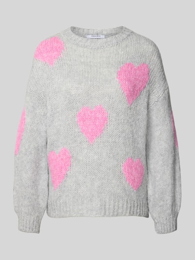 ZABAIONE Sweter z dzianiny z okrągłym dekoltem model ‘Bo44nita’ Średnioszary 2