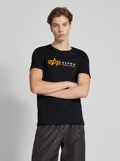 Alpha Industries T-shirt met labelprint Zwart - 4
