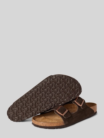 Birkenstock Slides aus Leder mit Dornschließe Modell 'Arizona' Dunkelbraun 4