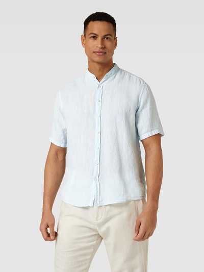 Better Rich Regular fit vrijetijdsoverhemd van puur linnen met maokraag Lichtblauw - 4