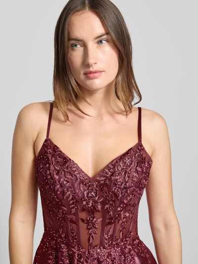 Luxuar Regular Fit Abendkleid mit floralem Spitzenbesatz Rostrot 3