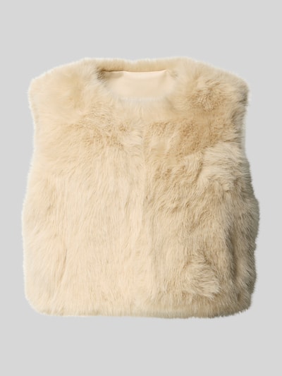 Apricot Kamizelka krótka ze sztucznego futra z okrągłym dekoltem Piaskowy 2