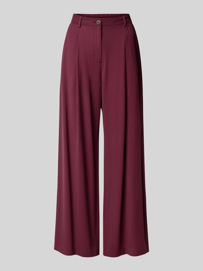 Apricot Wide fit stoffen broek van viscosemix met bandplooien Bordeaux - 2