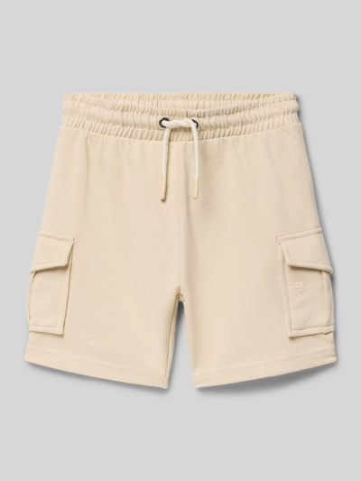 Produktfoto, Straight Fit Shorts mit Cargo-Taschen von Blue Seven in Beige, kinder, Reine Baumwolle, Elastischer Bund mit Tunnelzug, Bundweite 27 cm, Innenbeinlänge 12 cm, Größe 116, strukturierte Oberfläche