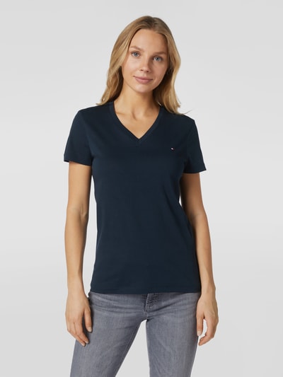 Tommy Hilfiger T-Shirt aus Baumwolle mit Logo-Stickerei Dunkelblau 4