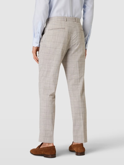 BOSS Slim fit pantalon met rasterruit, model 'Genius' Beige - 5