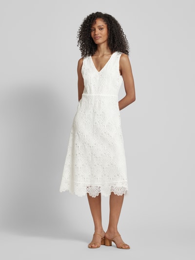 comma Midikleid mit Häkelspitze Offwhite 4