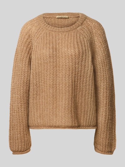 Produktfoto, Strickpullover mit Woll- und Mohair-Anteil von Smith and Soul, lockere Passform, Raglanärmel, beige, grob gestrickt, elastische Abschlüsse, Damenmode