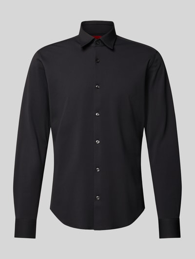 HUGO Slim Fit Businesshemd in Struktur-Optik Modell 'ERMO' Black 2