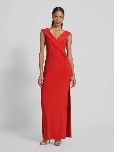 Lauren Ralph Lauren Abendkleid mit V-Ausschnitt Modell 'LEONIDAS' Rot 4