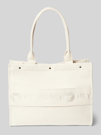 Hey Marly Handtasche mit Label-Stitching Modell 'Signature Bag' Ecru 2