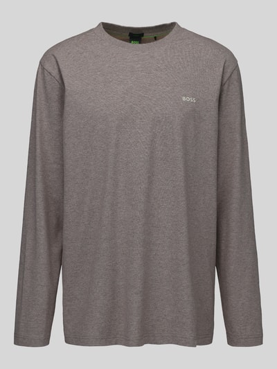 BOSS Green Regular fit shirt met lange mouwen van katoenmix model 'Tee Long' Middenbruin - 2