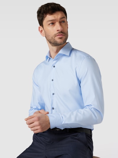 Eterna Slim fit zakelijk overhemd met structuurmotief Bleu - 3