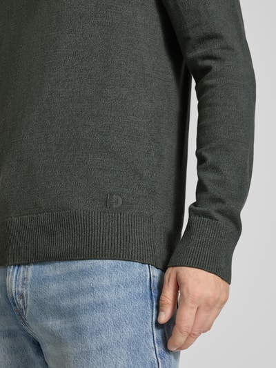 Tom Tailor Denim Regular fit gebreide pullover van katoen Donkergrijs gemêleerd - 3
