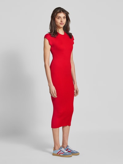 Tommy Hilfiger Midi-jurk in riblook Rood - 1