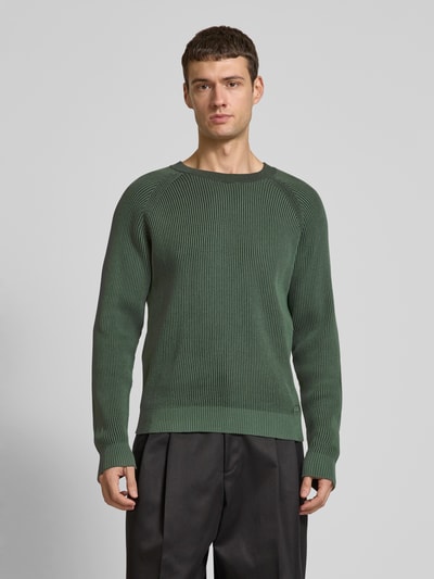 HUGO Strickpullover mit gerippten Abschlüssen Modell 'Squizzo' Dunkelgruen 4